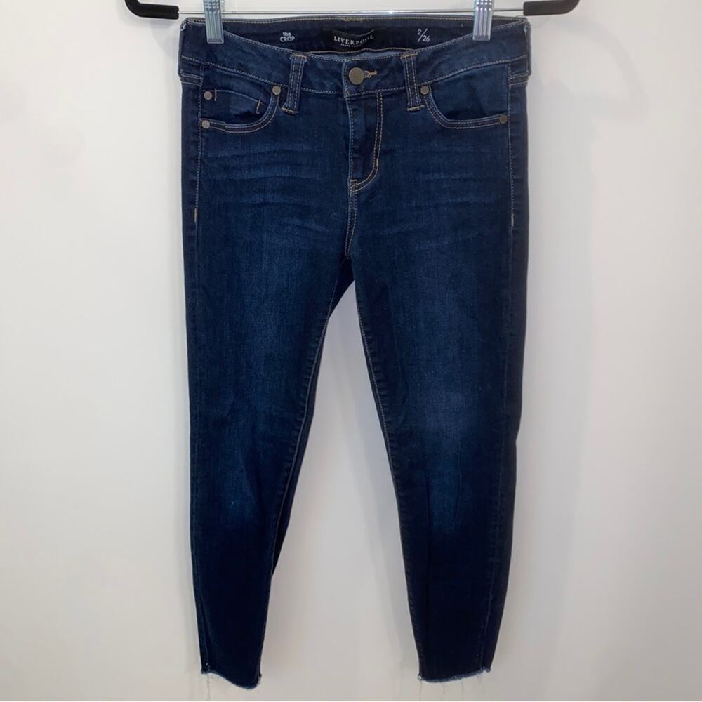 Liverpool Jeans Company The Crop Jeans Raw Edge Hem Size 2 Size 26 Dark Wash